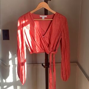 Orange king sleeve crop top